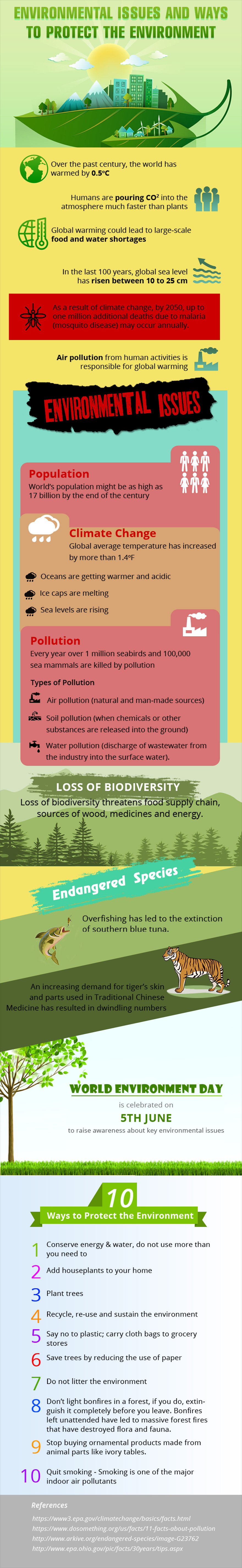 Environmental Issues and Ways to Protect the Environment - Infographic